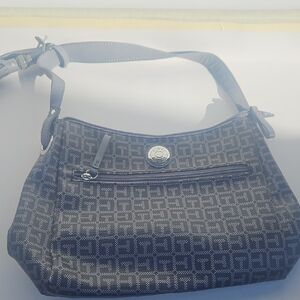 Tommy Hilfiger Gray Shoulder Bag with Monogram Pattern